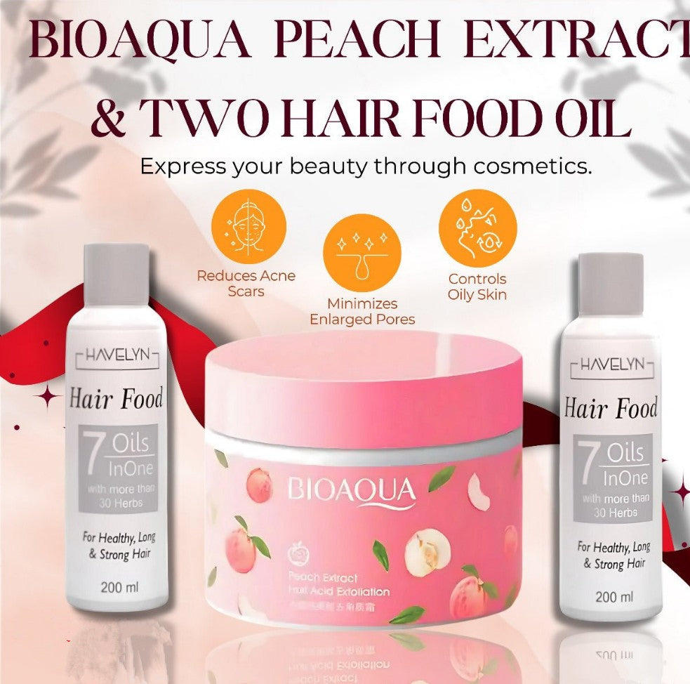 BIOAQUA PEACH EXTRACT + TWO HAIR FOOD OIL