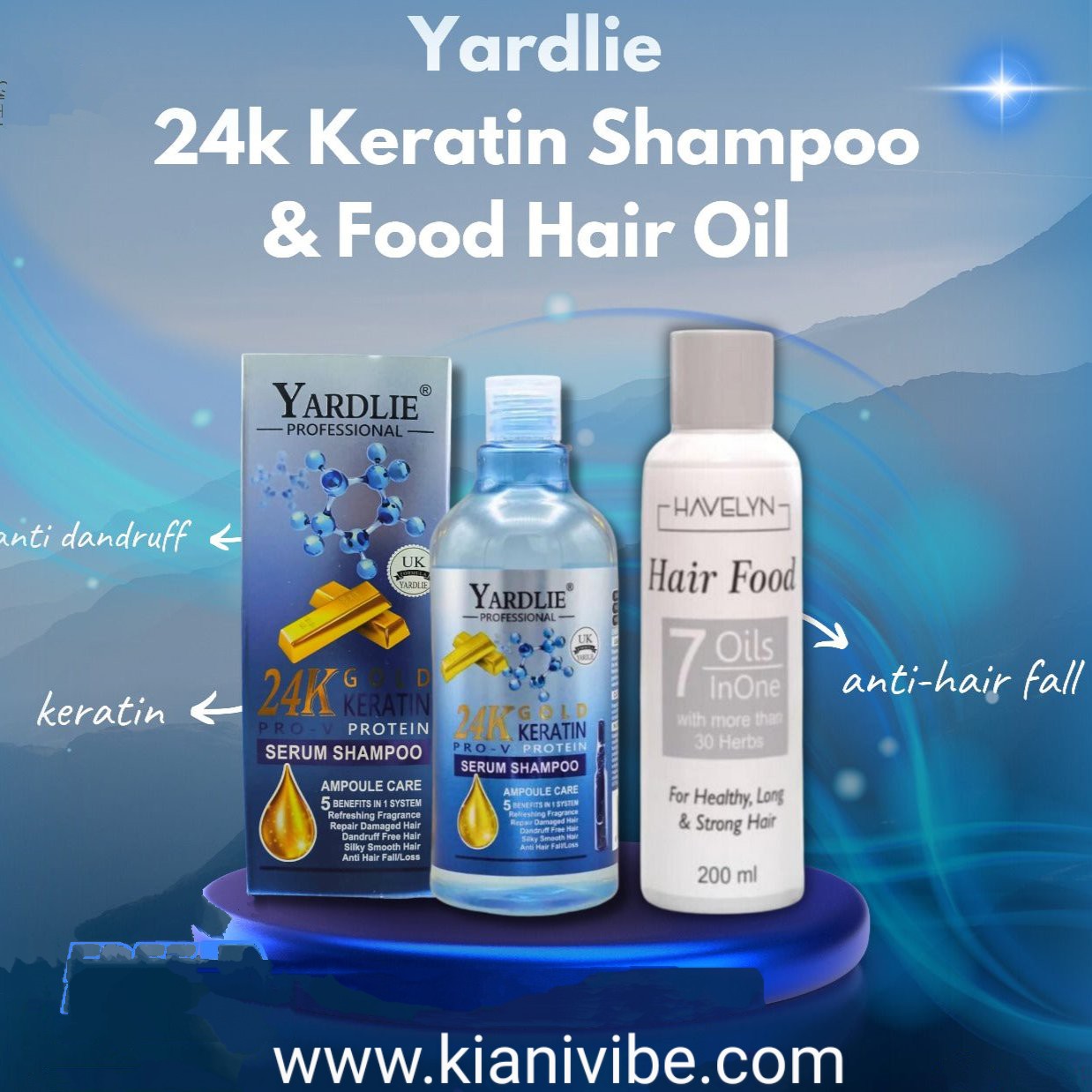 Yardlie 24K Keratin Serum Shampoo + Havelyn Hair Food Oil